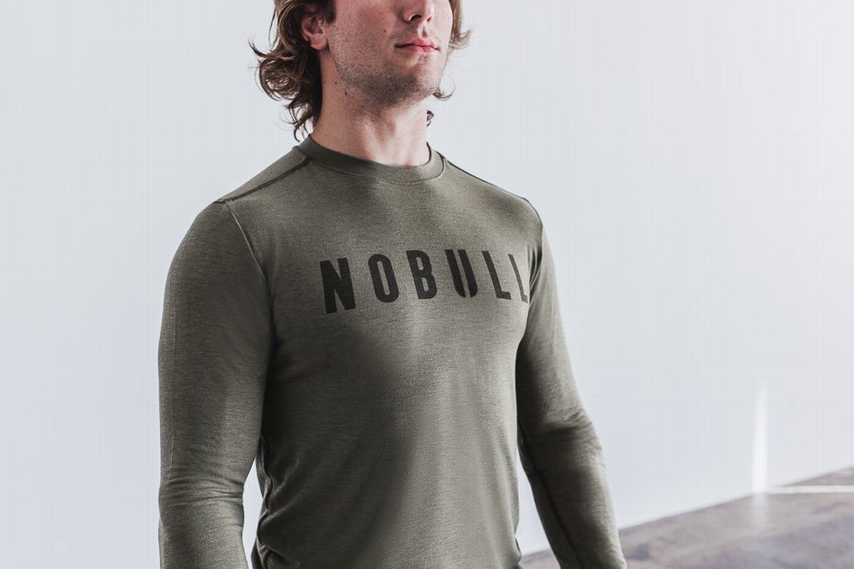 Nobull Men\'s Long Sleeves Green | Australia (BU8350)